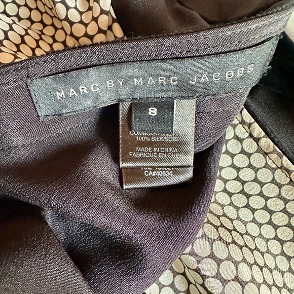 NWOT Marc by Marc Jacobs 💯 Silk Ruffle B & W Swiss Dot Mini Dress Size 8 - Picture 4 of 9